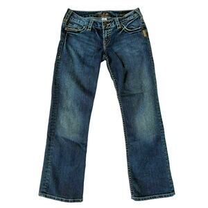 Silver Y2K Santorini Straight Leg Crop Jeans 27 Low Rise Western Cowgirl Denim